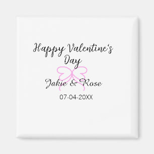 Aimant Joyeuse Saint-Valentin cœur rose ruban nom date st