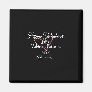 Aimant Joyeuse Saint-Valentin cœur rouge pailleté nom noi