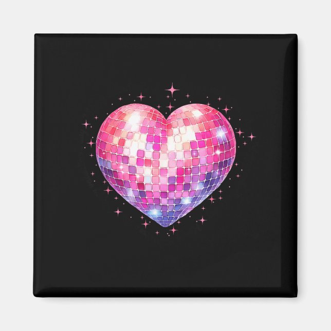 Aimant Joyeuse Saint-Valentin Coquette Rose Disco Ball Éc (Devant)