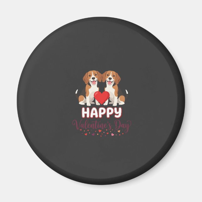 Aimant Joyeuse Saint-Valentin Couple Beagle (Devant)