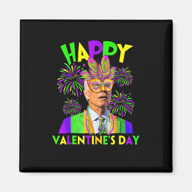 Aimant Joyeuse Saint-Valentin Drôle Joe Biden Mardi Gras  (Devant)