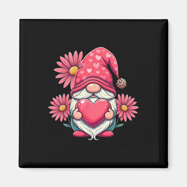 Aimant Joyeuse Saint-Valentin Gnome avec tournesol léopar (Devant)