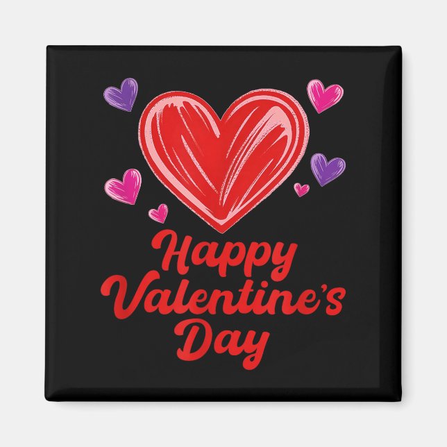 Aimant Joyeuse Saint-Valentin gribouillis coeurs  (Devant)