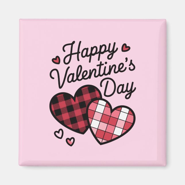 Aimant Joyeuse Saint-Valentin Léopard Carreaux Amour Coeu (Devant)