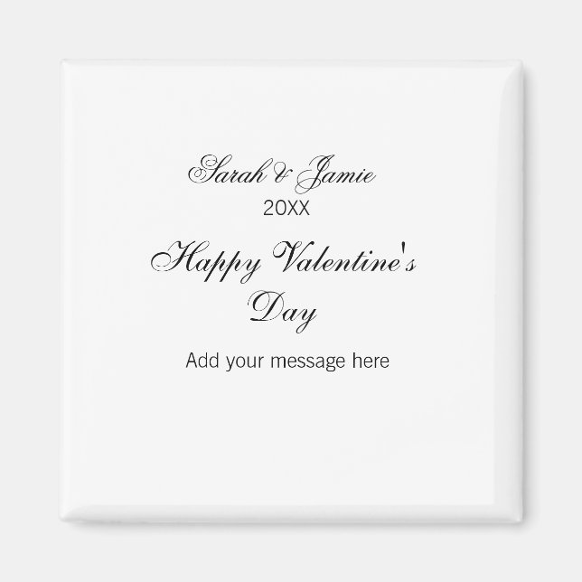 Aimant Joyeuse Saint-Valentin nom date message simple ele (Devant)