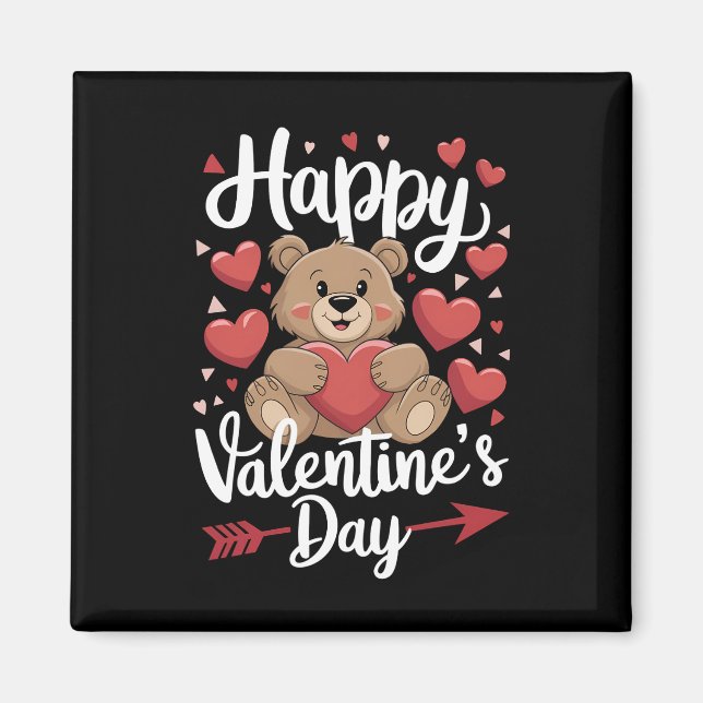 Aimant Joyeuse Saint-Valentin Ours Coeur Mignons Couples (Devant)