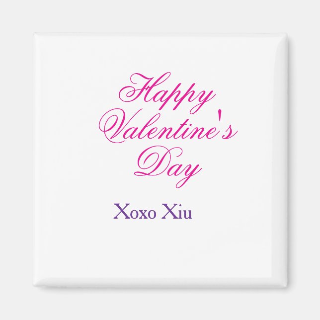 Aimant Joyeuse Saint-Valentin rose violet xoxo amour nom  (Devant)