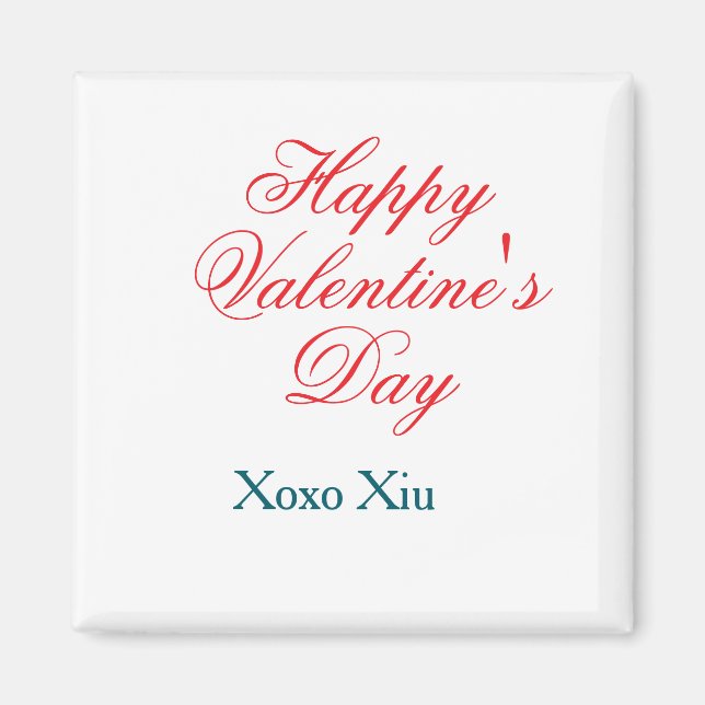 Aimant Joyeuse Saint-Valentin rouge bleu xoxo amour nom  (Devant)