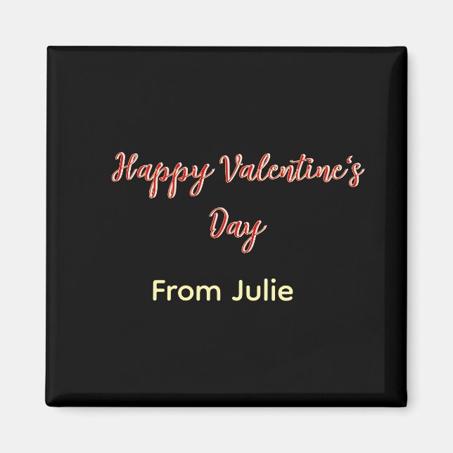 Aimant Joyeuse Saint-Valentin rouge noir de nom stylé  (Devant)