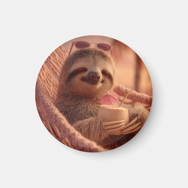 Aimant Joyeuse Sloth Relaxant dans un hamac (Devant)