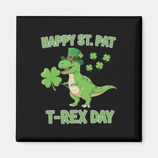 Aimant Joyeuse St Pat Trex Day Drôle Dinosaure Trèfle Cha (Devant)