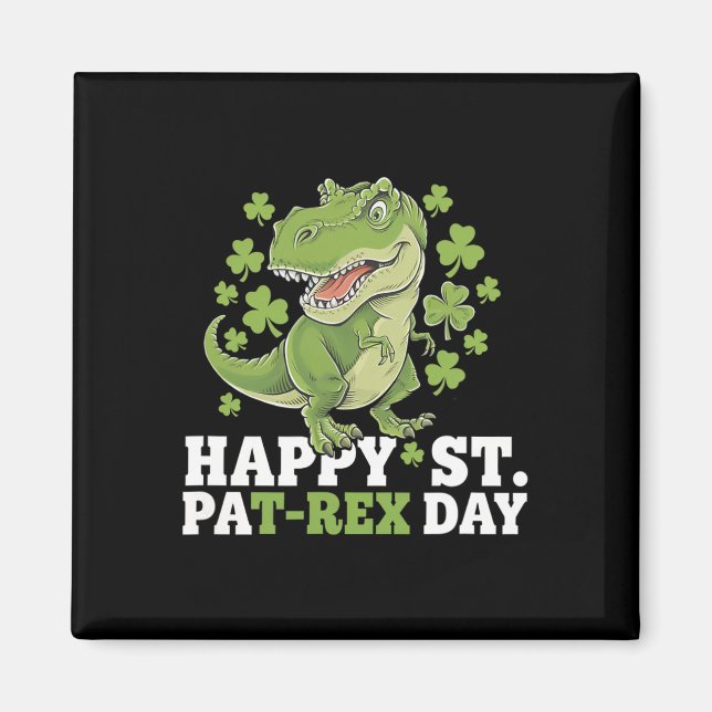 Aimant Joyeuse St Patrick T-rex Et Trèfles St Patty (Devant)