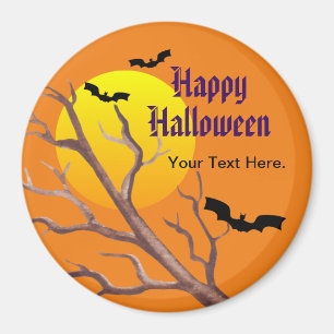 Aimant Joyeuses chauves-souris d'Halloween et la lune