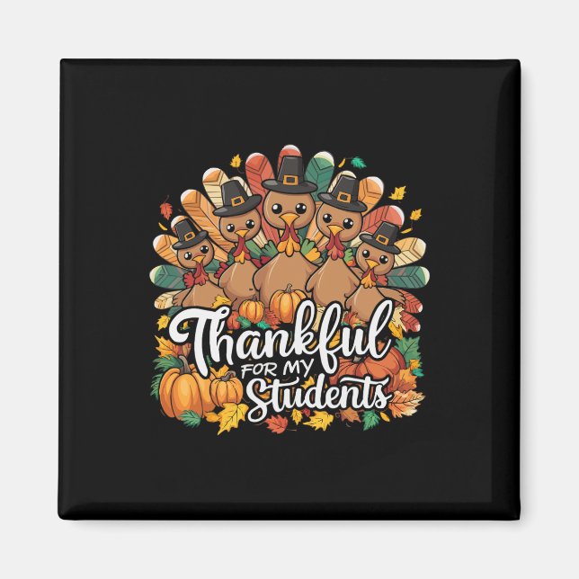 Aimant Joyeuses Fêtes de Thanksgiving Dîner de la dinde J (Devant)