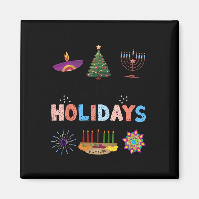 Aimant Joyeuses fêtes Diwali Kwanzaa Noël Hanoukka (Devant)