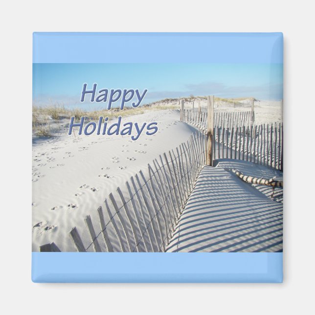 Aimant Joyeuses fêtes Dunes de sable et clôtures (Devant)