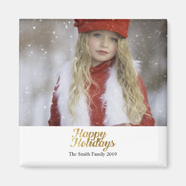 Aimant Joyeuses fêtes Faux Gold Script Noël (Devant)