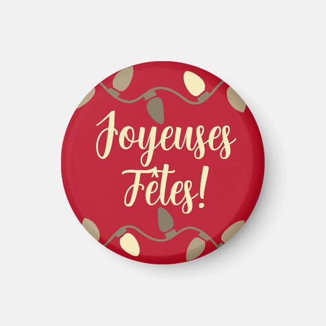 Aimant Joyeuses Fêtes Happy Holidays in French (Devant)