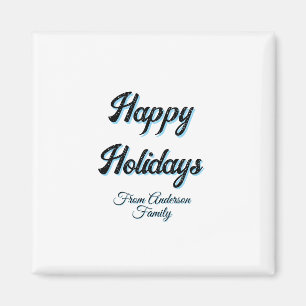 Aimant Joyeuses fêtes nom famille cadeaux rétro bohème él