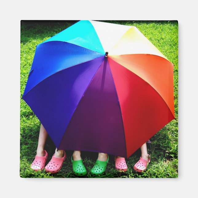 Aimant Joyeuses filles sous arc-en-ciel (Devant)