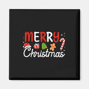 Aimant Joyeuses lumières de Noël Santa Hat Noël Famille H