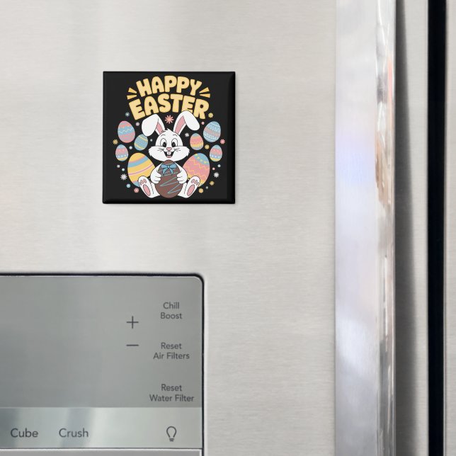 Aimant Joyeuses Pâques 2025  Œufs Lapin Mignon (In situ (réfrigérateur))