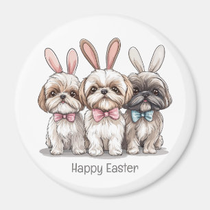 Aimant Joyeuses Pâques Chiens Shih Tzu