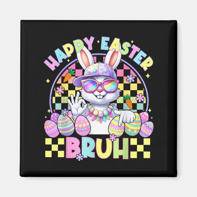 Aimant Joyeuses Pâques Frère Drôle Six Sept Mème Lapin Ga (Devant)