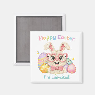 Aimant Joyeuses Pâques Je suis Excité Lapin