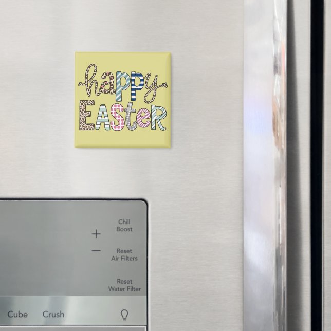 Aimant Joyeuses Pâques Lapin Floral Mignon Printemps Léop (In situ (réfrigérateur))