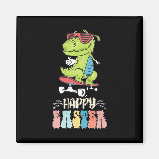 Aimant Joyeuses Pâques T Rex Dinosaure Lapin Œufs (Devant)