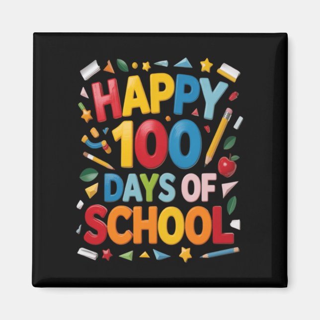 Aimant Joyeux 100 Jours de Réussite Scolaire (Devant)