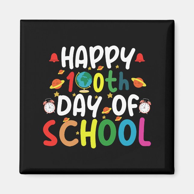 Aimant Joyeux 100e jour d'école Enseignant Élève (Devant)