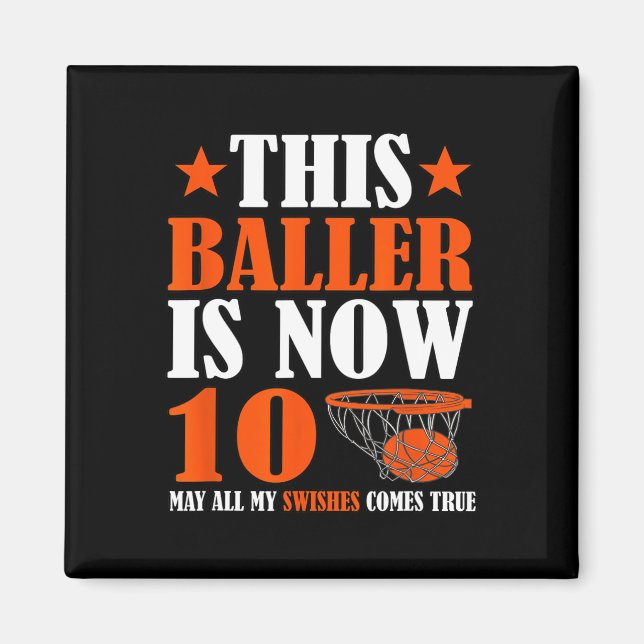 Aimant Joyeux 10e anniversaire 10 ans Basketball 10e Bi (Devant)