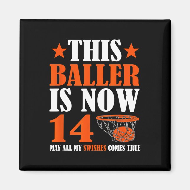 Aimant Joyeux 14e anniversaire 14 ans Basketball 14e Bi (Devant)