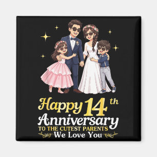 Aimant Joyeux 14e Anniversaire Parents les Plus Mignons A