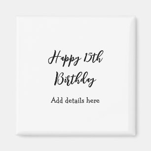 Aimant Joyeux 15e anniversaire nom détails de quinceanera