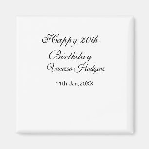 Aimant Joyeux 20e anniversaire nom date simple minimal