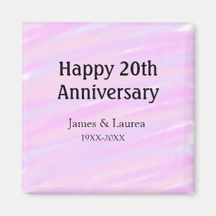 Aimant Joyeux 20e anniversaire rose violet pastel nom bol
