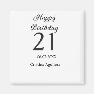 Aimant Joyeux 21e anniversaire lettre gras nom simple min