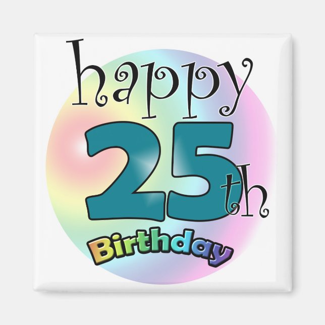 Aimant Joyeux 25e anniversaire (blauw) (Devant)