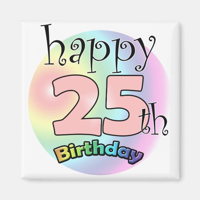 Aimant Joyeux 25ème anniversaire (roze) (Devant)