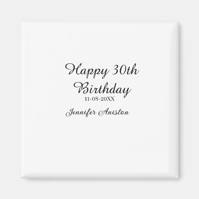 Aimant Joyeux 30e anniversaire ajouter nom date élégant s (Devant)