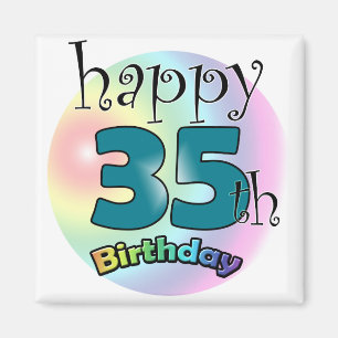 Aimant Joyeux 35e anniversaire (blauw)