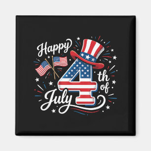 Aimant Joyeux 4 juillet Drapeau Patriotique Américain 4 j