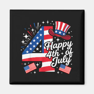 Aimant Joyeux 4 juillet patriotique drapeau américain 4 j