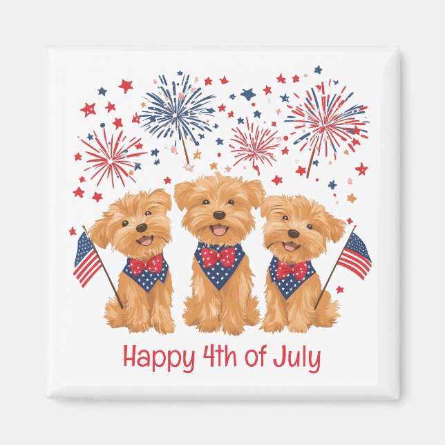 Aimant Joyeux 4 juillet Yorkie Chiens (Devant)