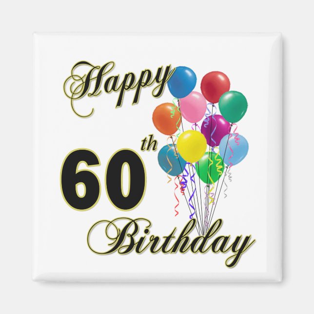 Aimant Joyeux 60e anniversaire cadeaux et vêtements d'ann (Devant)