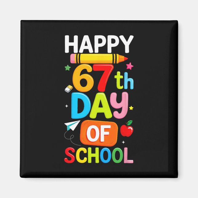 Aimant Joyeux 67e jour d'école Enseignant Enfants Six Sep (Devant)