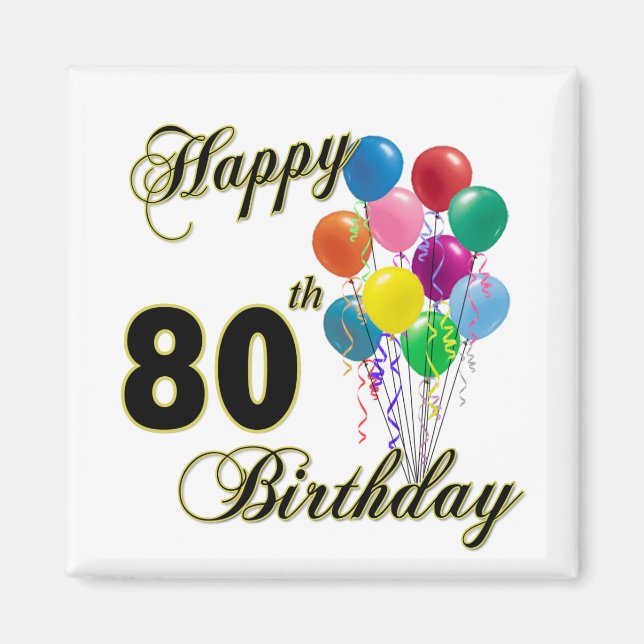 Aimant Joyeux 80e anniversaire cadeaux et vêtements d'ann (Devant)